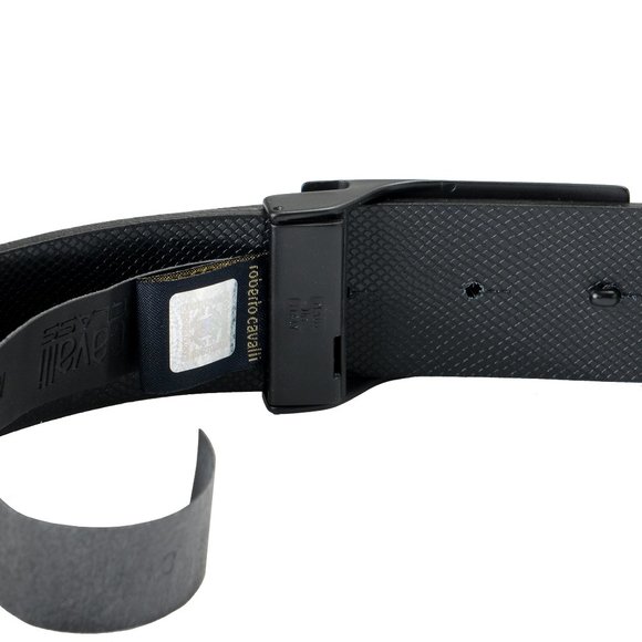 Cavalli Class Men's Black 100% Leather Buckle Decorated Belt - Picture 4 of 6